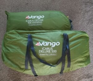 Vango Icarus 500 DLX with the optional awning - a worth-wile extra